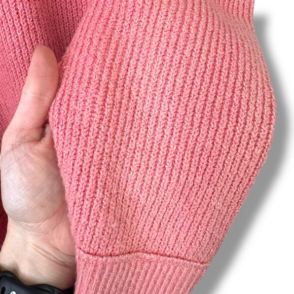 Aerie Coral Pink Very Soft Pullover Knit Ribbed Crewneck Oversized Sweater Small - Picture 5 of 5
